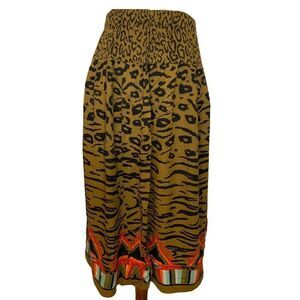 Y2K midi skirt brown black geometric Southwest size S